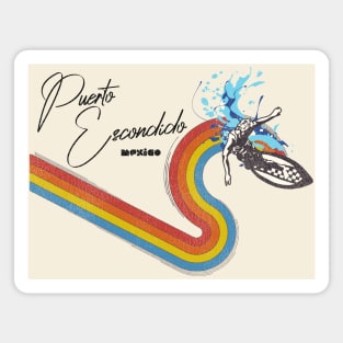 Retro 70s/80s Style Rainbow Surfing Wave Mexico Magnet